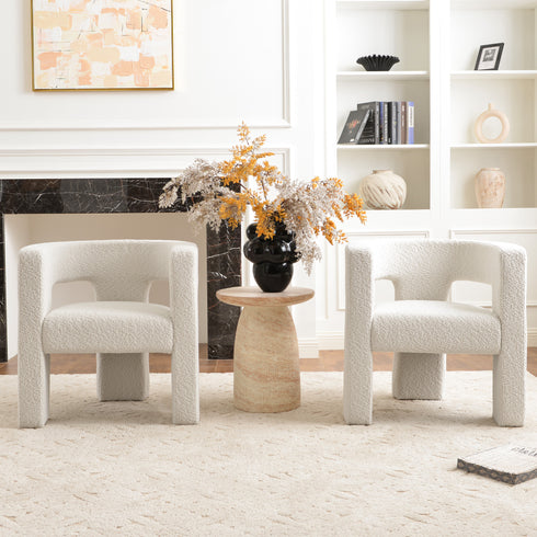 Herbert Modern Bouclé Armchair - Cream Top Rated Accent Chair | Accent Sitting Chairs | Kinwell Furniture | Modern Sitting Room Chairs